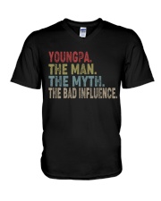 Youngpa The man The Myth The Bad Influence V-Neck T-Shirt tile