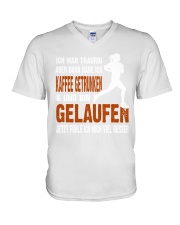 coffee running de V-Neck T-Shirt thumbnail