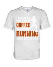 coffee running V-Neck T-Shirt thumbnail