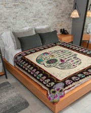I AM THE STORM GIRL- SKULL BLANKET Large Sherpa Fleece Blanket - 60" x 80" aos-sherpa-fleece-blanket-lifestyle-front-04