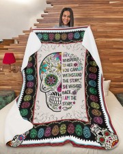 I AM THE STORM- SKULL BLANKET Large Sherpa Fleece Blanket - 60" x 80" aos-sherpa-fleece-blanket-60x80-lifestyle-front-11