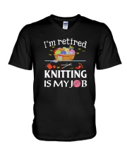 Knitting Is My Job V-Neck T-Shirt thumbnail