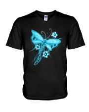 Blue Light Dragonfly V-Neck T-Shirt thumbnail