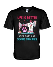 Life Is Better With Dogs And Sew Machines V-Neck T-Shirt thumbnail
