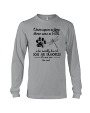 A Girl Loves Dragonflies And Dogs Long Sleeve Tee thumbnail