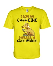 I Run On Caffein And Horses V-Neck T-Shirt thumbnail