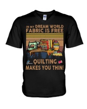Quilting Makes You Thin V-Neck T-Shirt thumbnail