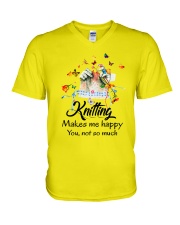Knitting Make Me Happy V-Neck T-Shirt thumbnail