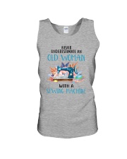 An Old Woman With A Sew Machine Unisex Tank thumbnail