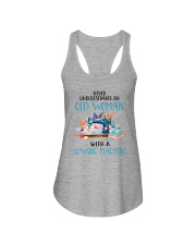 An Old Woman With A Sew Machine Ladies Flowy Tank thumbnail