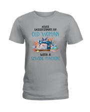 An Old Woman With A Sew Machine Ladies T-Shirt thumbnail