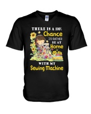 At Home With Sew Machine V-Neck T-Shirt thumbnail