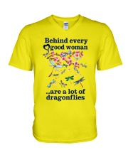 Behind Every Good Woman Have A Lot Of Dragonflies V-Neck T-Shirt thumbnail