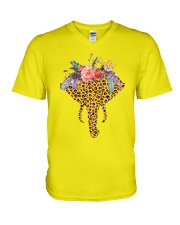 Flowers And Elephant V-Neck T-Shirt thumbnail