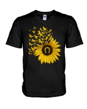 Horses Sunflower V-Neck T-Shirt thumbnail