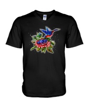 hummingbirds And Roses V-Neck T-Shirt thumbnail