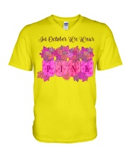 In October We Wear Pink - Breast Cancer V-Neck T-Shirt tile