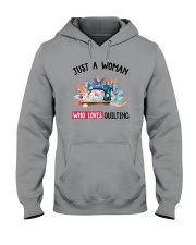 Just A Woman Who Loves Quilting Hooded Sweatshirt thumbnail