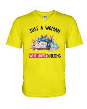 Just A Woman Who Loves Quilting V-Neck T-Shirt thumbnail