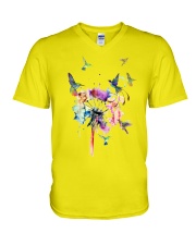 Hummingbirds And Dandelion V-Neck T-Shirt thumbnail