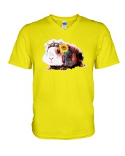 Guinea Pig And Sunflower V-Neck T-Shirt thumbnail