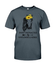 Easily Distracted By Sunflowers And Horses Classic T-Shirt tile
