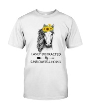 Easily Distracted By Sunflowers And Horses Classic T-Shirt front