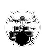 Vitruvian Man Drummer Sticker - Single (Vertical) front