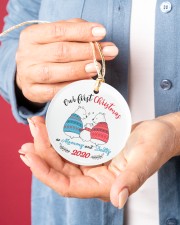 Our First Christmas As Mommy And Daddy Circle ornament - single (porcelain) aos-circle-ornament-single-porcelain-lifestyles-01
