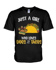 Just A Girl Loves Dogs And Tacos V-Neck T-Shirt thumbnail