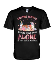 Quilting Besties V-Neck T-Shirt thumbnail