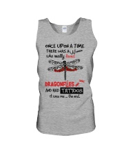 A Woman Loved Dragonflies And Had Tattoos Unisex Tank thumbnail