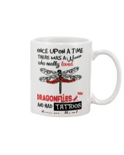 A Woman Loved Dragonflies And Had Tattoos Mug thumbnail