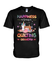 Happiness Is Being A Quilting Grandma V-Neck T-Shirt thumbnail