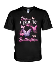Yelp I Talk To Butterflies V-Neck T-Shirt thumbnail
