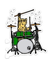 Cat Drum Sticker - Single (Vertical) front