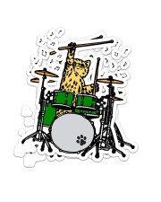 Cat Drum Sticker tile