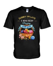 I Was Busy Playing With Yarn V-Neck T-Shirt thumbnail
