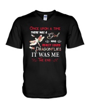 A Girl Love Dragonflies V-Neck T-Shirt thumbnail
