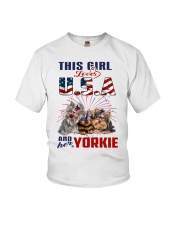 Yorkies And USA Youth T-Shirt thumbnail