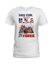Yorkies And USA Ladies T-Shirt thumbnail