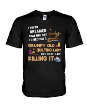 Grumpy Old Quilting Lady V-Neck T-Shirt thumbnail