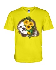Sloth And Sunflower V-Neck T-Shirt thumbnail