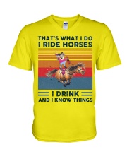 I Ride Horses I Drink V-Neck T-Shirt tile