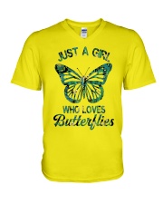 A Girl Loves Butterflies V-Neck T-Shirt thumbnail