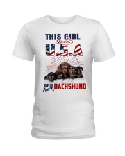 Dachshunds And USA Ladies T-Shirt thumbnail
