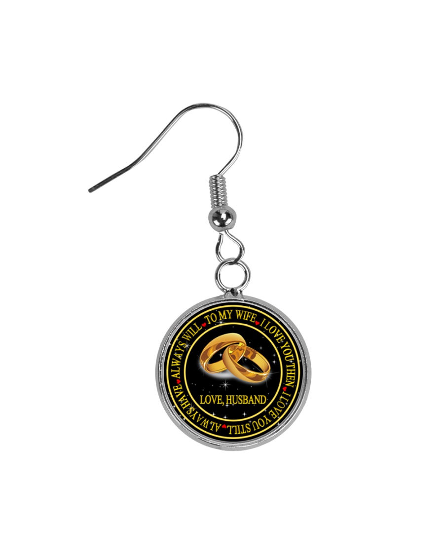 to my wife: gift for wife: i love you: best gift Circle Earrings