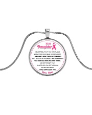 Breast Cancer You Only Fail When You Stop Trying Metallic Circle Necklace front