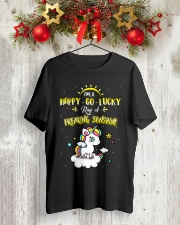 Unicorn Happy Go Lucky Classic T-Shirt lifestyle-holiday-crewneck-front-2