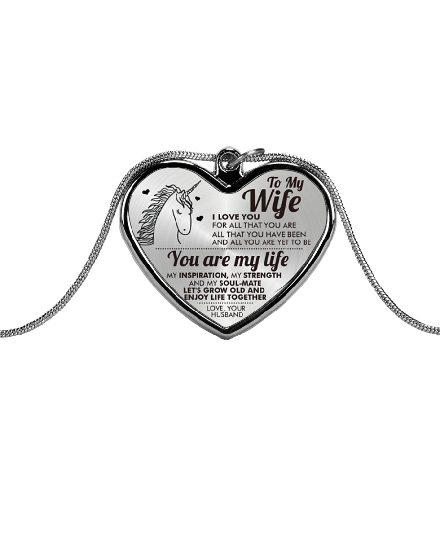 Unicorn You Are My Life Wife Metallic Heart Necklace